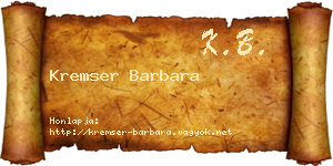 Kremser Barbara névjegykártya